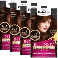 Palette POLY Intensiv Creme Coloration 5-680/650 Kastanie Stufe 3 (4 x 115 ml), permanente Coloration für bis zu 8 Wochen intensiven Farbglanz & 100% Grauabdeckung