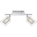 GLOBO LIGHTING LED Wandleuchte Deckenlampe Wohnzimmerleuchte verstellbar Esszimmer Deckenleuchte, Aluminium Chrom mit Glassstrahlern, 2x 5W 380lm warmweiß, LED