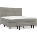 vidaXL Boxspringbett mit Matratze Hellgrau 160x200 cm Samt
