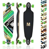 MAXOfit Longboard Charisma Green No. 64 - Drop Down Board mit robustem Deck und mittelweichen Rollen - Drop Through Achsen - Double Drop Form für höhere Stabilität