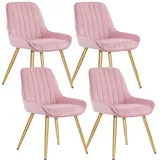 Lestarain Esszimmerstühle 4er Set, für Esszimmer Wohnzimmer Küche, Retro Küchenstühle gepolstert, Sitzfläche aus Samt, mit Metallbeine, bis 150 kg belastbar, Rosa