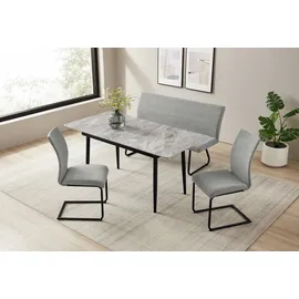 otto home Essgruppe »Stevian« Set, Ausziehbarer Esstisch + Bank + 2 Stühle, 4 Stk. tlg.