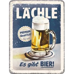 Blechschild Lächle ... Es gibt Bier