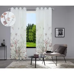 Gardine HOME AFFAIRE "Friesach" Gr. 4, bunt (multi), B:140cm H:245cm, Polyester, Gardinen, mit Blumenmuster
