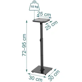 Relaxdays Lautsprecherständer Set, bis 10 kg, höhenverstellbar, 72-95cm, Boxenständer rutschfest, Metall & Glas, schwarz