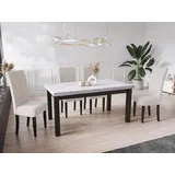 WFL GROUP Esstisch Gemini ausziehbar rechteckig modern mit schwarzen Holzbeinen (MADE IN EU, 5 Gr. – 120/140/160/170/200 cm ausziehbar auf 160/180/210/250/300 cm), platzsparender Tisch in Holzoptik für Küche, Esszimmer oder Wohnzimmer grau 140 cm x 78.00 cm x 80 cm
