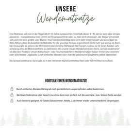schwarzwaldmarie Rosi 7-Zonen-Taschenfederkern- Matratze mit Wendefunktion und Komforthöhe, Größe: 140 x 200 cm, Härtegrad: Soft – Mittelfest (H2/H3)