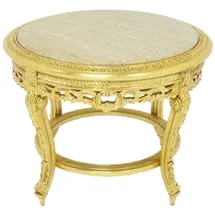Casa Padrino Großer Casa Padrino Barock Beistelltisch mit Marmorplatte Gold Creme 70 x 45 cm - Runder Antik Stil Tisch - Barock Wohnzimmer Möbel