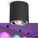 linovum CORI Aufbauspot GU10 schwarz gebürstet mit Smart Home RGBW LED Licht - Strahler schwenkbar kompatibel mit Alexa, Google, Siri