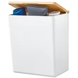 Tesa Baboo L Badorganizer Mit Bambus-deckel, Matt-weiß - Bad-aufbewahrungsbox Zur Wandmontage Ohne Bohren, Inkl. ® Powerstrips Waterproof Strips Xl - 182 Mm X 210 Mm X 102 Mm - Tesa