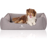 Knuffelwuff Orthopädisches Hundebett Leano aus Velours mit Handwebcharakter XXL 120 x 85cm Grau - abnehmbarer Bezug - waschbar - für große, mittelgroße und kleine Hunde