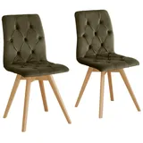 OTTO home Esszimmerstuhl Rania (Set, 2 St), im 2er/4er/6er Set, Massivholzbeinen grün
