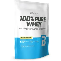 BioTechUSA 100% Pure Whey Molkenprotein kleine Packung Geschmack Banana 454 g