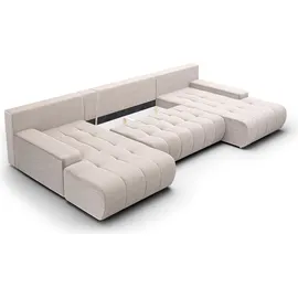 petits-meubles U-Sofa 5-sitzig umbaubar Truhe Jonas Cord Blanc Cassé - Weiß