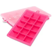 Intirilife 2x Eiswürfelformen in PINK – 2er Set à 15 Fächer Eiswürfel Silikonformen mit Deckel – 13x2.5x18 cm , Barzubehör & Weinzubehör, Barzubehör