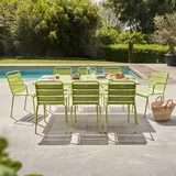 Oviala Gartentisch und 8 Metallsessel Grün - Oviala Palavas - Grün