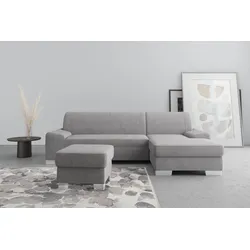 Ecksofa DOMO COLLECTION "Anzio L-Form", grau, B:271cm H:85cm T:160cm, Sofas, wahlweise mit Bettfunktion und Federkern
