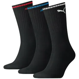 Puma Unisex Sport-Socken, Vorteilspack - Sport Crew Stripe, Tennissocken, Streifen Schwarz 43-46