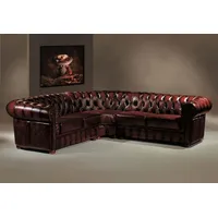 Salottini Ecksofa SOFORT LIEFERBAR Chesterfield Ecksofa Aberdeen Leder Eckcouch, Federkern rot