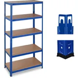Relaxdays Schwerlastregal, Traglast 875 kg, 5 Ebenen, zum Stecken, Keller, Garage, HxBxT 180x90x45 cm, Stahl & MDF, blau