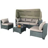 Hti-Living Gartenlounge Loungemöbel grau/beige