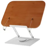 Rutaqian Schreibtisch Laptoptisch Betttisch,Buchständer zum Lesen , 360° höhenverstellbar (für Tablets,Buchständer Kinder, verstellbarer Buchhalterständer zum freihändigen Lesen), für die Küche, Lehrbuchständer mit Seitenklammern für Rezepte, Noten braun