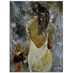 Glasbild ARTLAND "Junge Frau", grau (farbe bild(er): grau), B:45cm H:60cm, Bilder, in verschiedenen Größen