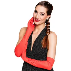 Handschuhe für Damen lang rot - OS