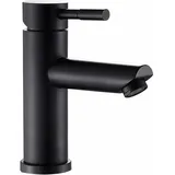 Alovez - Schwarzer Waschbecken-Wasserhahn, Badezimmer-Mischer, Waschbecken-Wasserhahn, Handwaschmischer, Warm- und Kaltwasser-Edelstahl-Wasserhähne