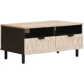 vidaXL Couchtisch mit Schubladen Weiß Mangoholz 80 x 54 x 40 cm