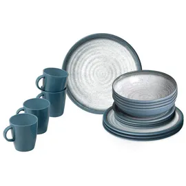 Brunner Melamin Ess Geschirr Set Lunch Box 16-teilig Camping Reise Teller Becher Variante: Stonetouch Tuscany