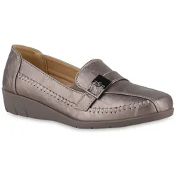 Damen Keilslippers in Bronze Metallic