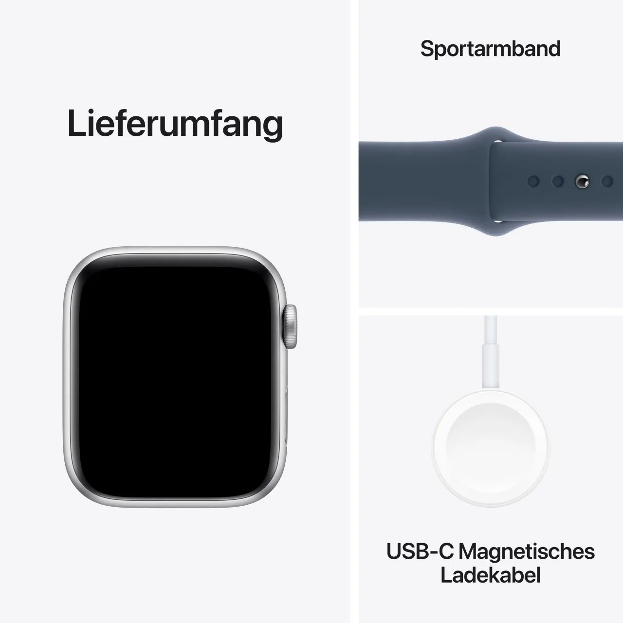 Apple Watch SE Aluminium Silber Silber 44 mm S/M (130-180 mm Umfang) Winterblau GPS + Cellular