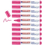 edding 4500 Textilmarker - neon-pink - 10 Stück - Rundspitze 2-3 mm - Textilstifte waschmaschinenfest (60 °C) zum Stoff bemalen - Stoffmalstift