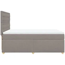 vidaXL Boxspringbett mit Matratze Taupe 140x200 cm Stoff