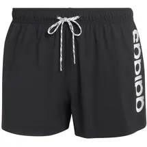 adidas Logo Stretchy Knit 3 Inch Swimwear, Black/White, S