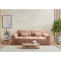 Fun Möbel 3-Sitzer Schlafsofa Designersofa Sofa GWEN in Stoff Vito, inkl. 2 Rückenkissen, inkl. Schlaffunktion mit Bettkasten, Rundumbezug rosa