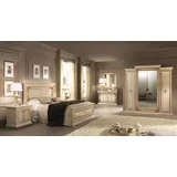Xlmoebel Komplettschlafzimmer Italienisches Schlafzimmermöbel-Set in luxuriösem Design, (6-tlg., Bett + 2x Nachttische + Kommode + Spiegel + Kleiderschrank), Hergestellt in Europa beige