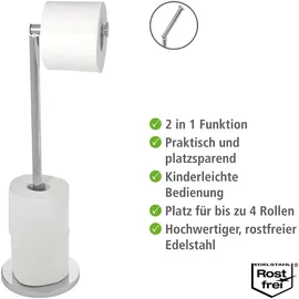 Wenko Stand Toilettenpapierhalter 2 in 1 Glänzend Edelstahl 21 x 55 x 17 cm