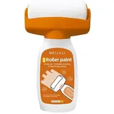 Wandfarbe Ausbessern Weiß 500g, 2 in 1 Wandreparatur RollbüRste, Wandfarbe Weiß Roller, Wandreparatur-Rollenfarbe, Wand Reparatur Creme, Wandreparaturpaste mit Roller für Küche Schlafzimmer Wohnzimmer
