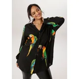 aniston plus Longbluse mit Papageien Druck Schwarz 50