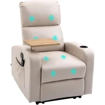 Homcom Relaxsessel mit Massagefunktion, Fernsehsessel mit Liegefunktion, Drehbarem Tisch, Massagesessel, Ruhesessel mit Fernbedienung, Feder, Seitentasche