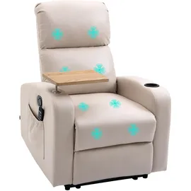 Homcom Relaxsessel mit Massagefunktion, Fernsehsessel mit Liegefunktion, Drehbarem Tisch, Massagesessel, Ruhesessel mit Fernbedienung, Feder, Seitentasche