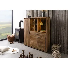 Wolf Möbel Highboard 140 x 150 x 40 cm Akazie lackiert / Beige