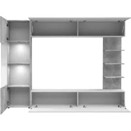 Mirjan24 Wohnwand Lazando, Anbauwand, Mediawand, Schrankwand, bestehend aus Hängeschrank, Vitrine, TV-Lowboard und Wandregal (Cashmere/Cremona Eiche,