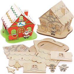 Santa‘s Werkstatt Teelichthalter aus Holz (pro Set 3) Bastelaktivitäten zu Weihnachten