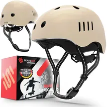SKATEWIZ Fahrradhelm Skaterhelm für Kinder und Jugendliche Beige S 49-53cm