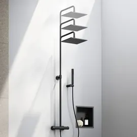 Fortis Spa highcomfort 250 XL Duschsystem höhenverstellbar mit Thermostat Schwarz Matt 1070081MB