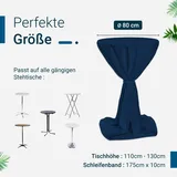 TexDeko Stehtischhusse Premium Dunkelblau Ø 80cm mit Schleifenband
