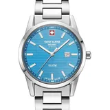 Swiss Alpine Military Quarzuhr 7767.1131SAM Damenuhr Argos silber hellblau 34mm 10ATM